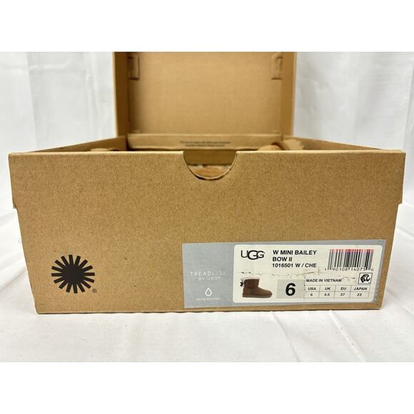 UGG Women's Mini Bailey Bow II Chestnut Boots Sz 6 New In Box - Picture 4 of 13